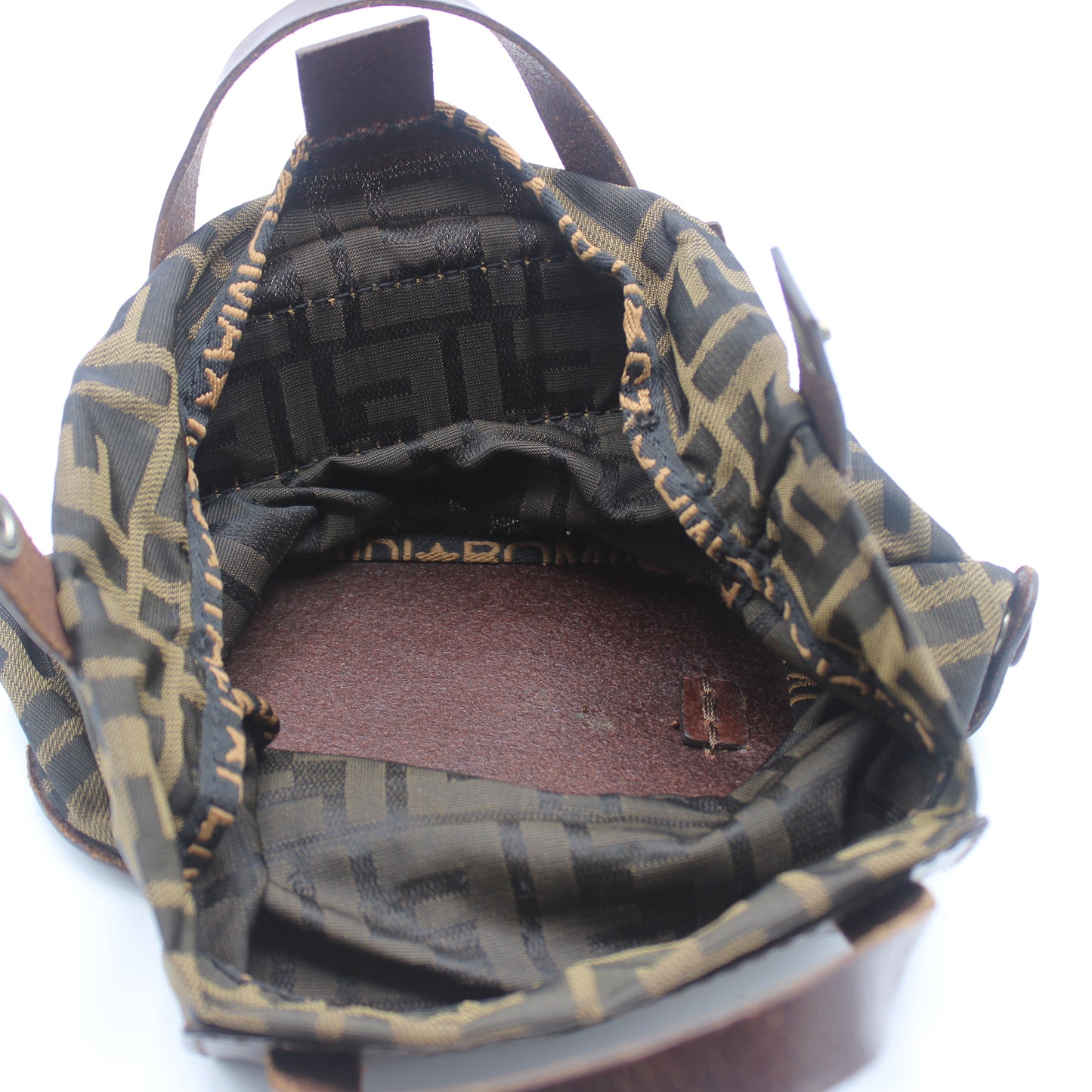 Fendi Brown Zucca Canvas Leather Mini Top Handle Bag