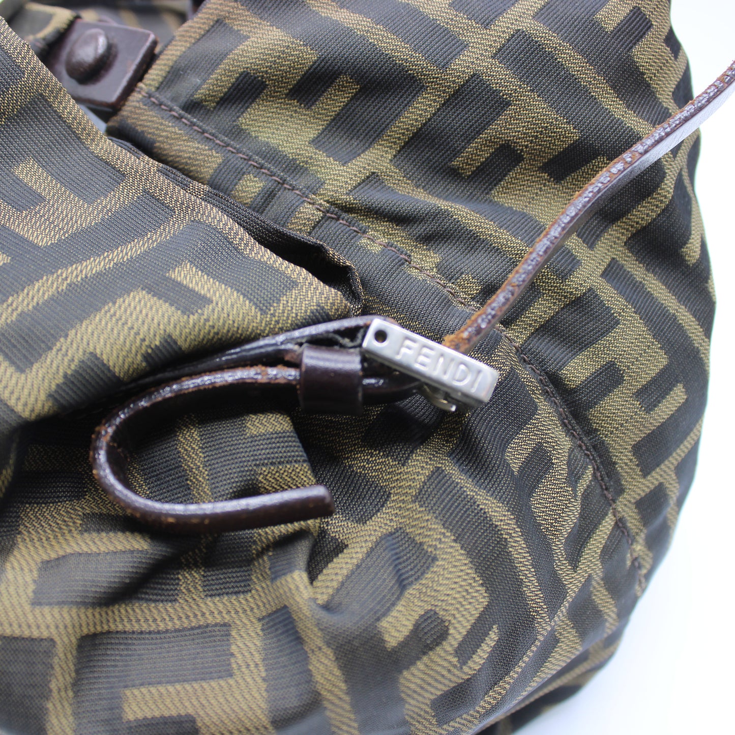 Fendi Brown Zucca Canvas Tote Bag With Leather Handles