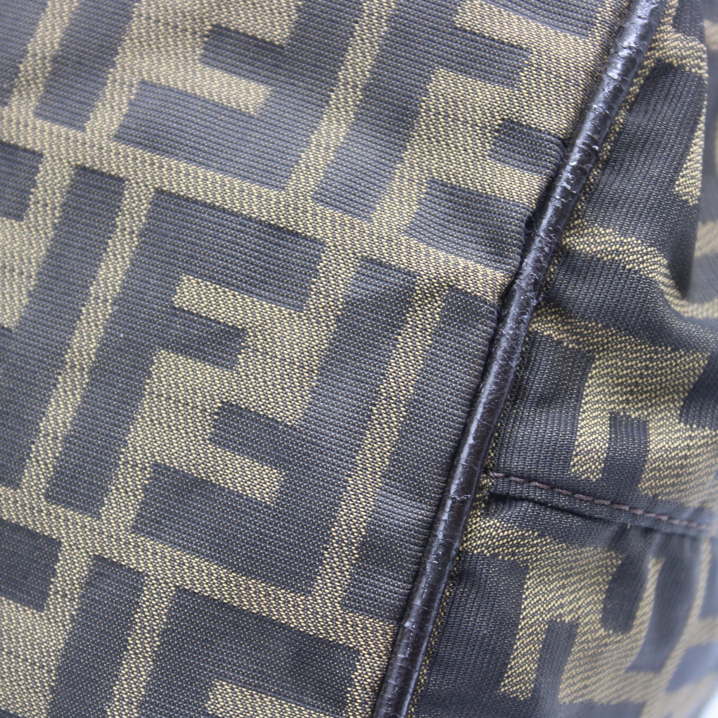 Fendi Brown Zucca Canvas Tote Bag With Leather Handles