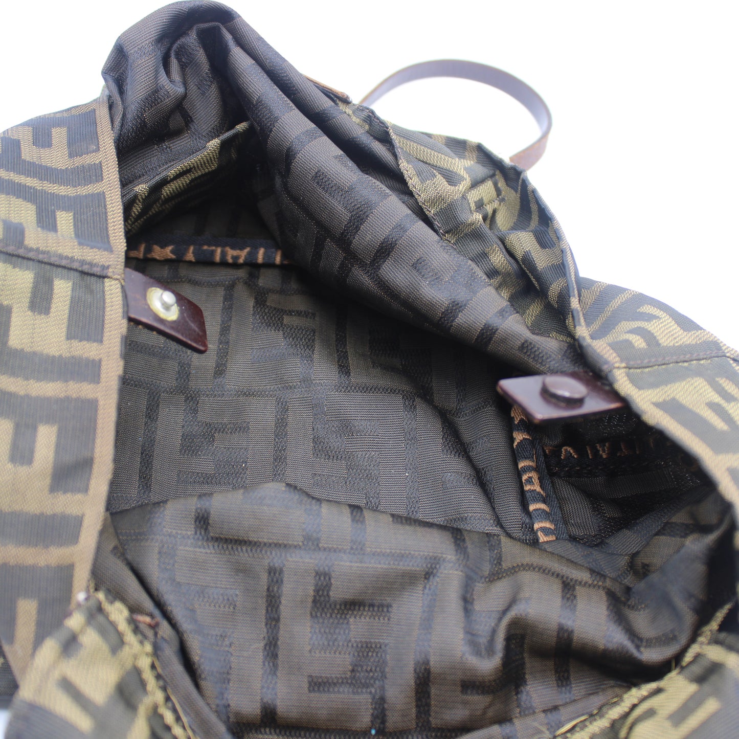 Fendi Brown Zucca Canvas Tote Bag With Leather Handles