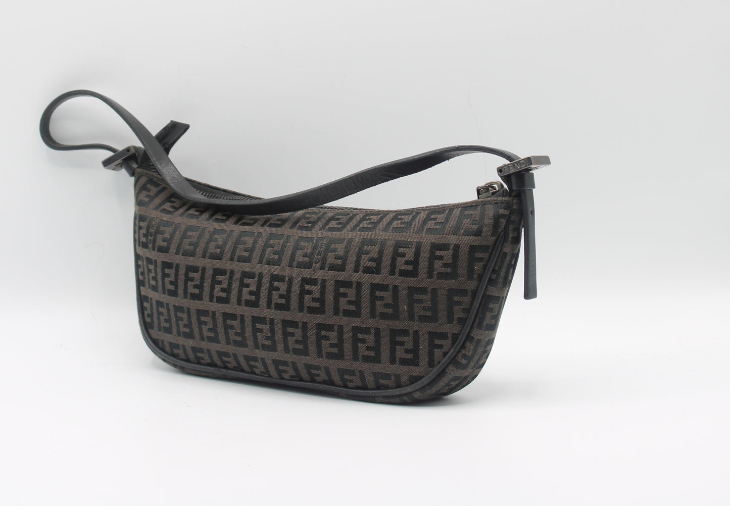 Fendi Brown Zucca Zucchino Canvas Shoulder Bag