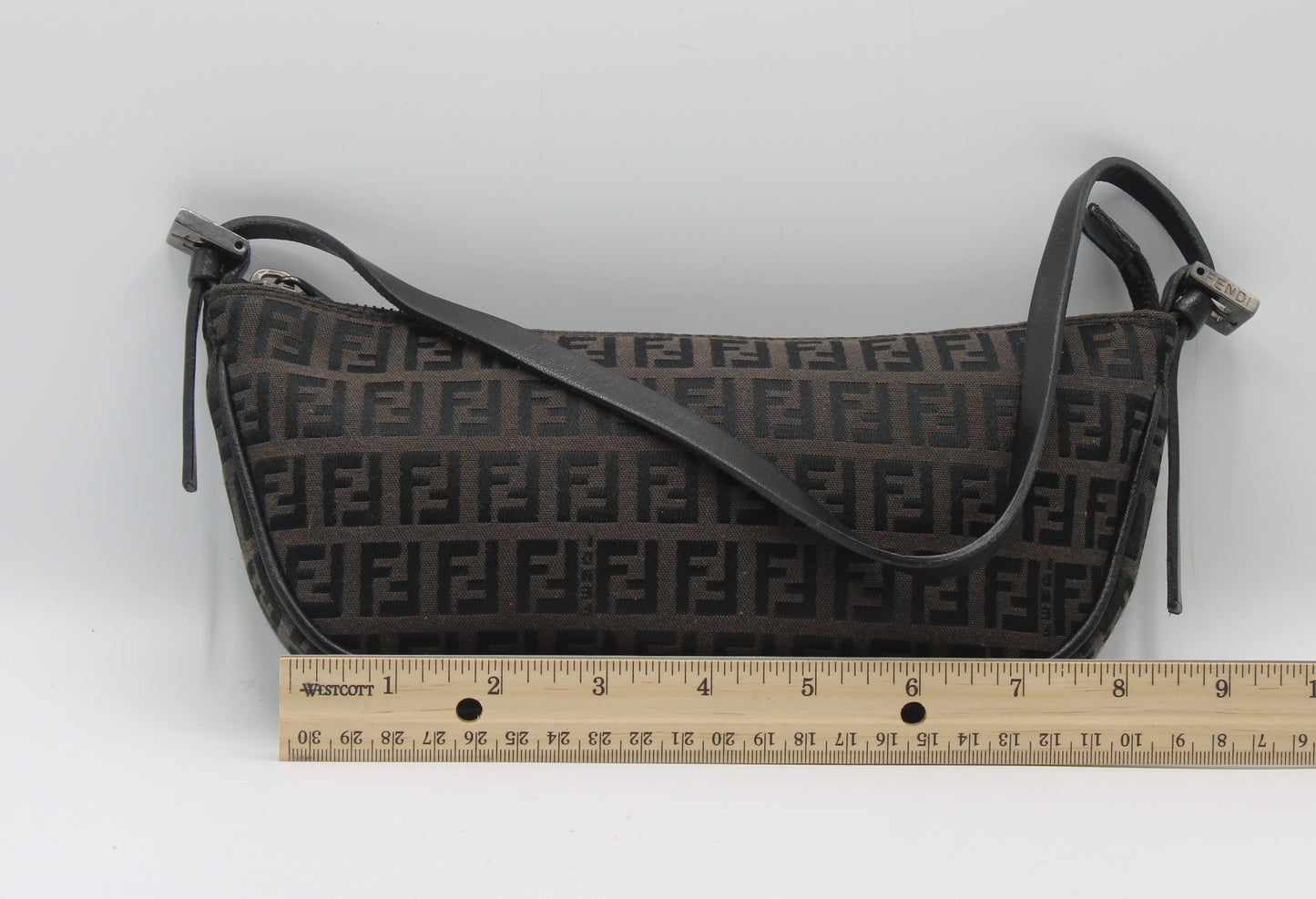 Fendi Brown Zucca Zucchino Canvas Shoulder Bag