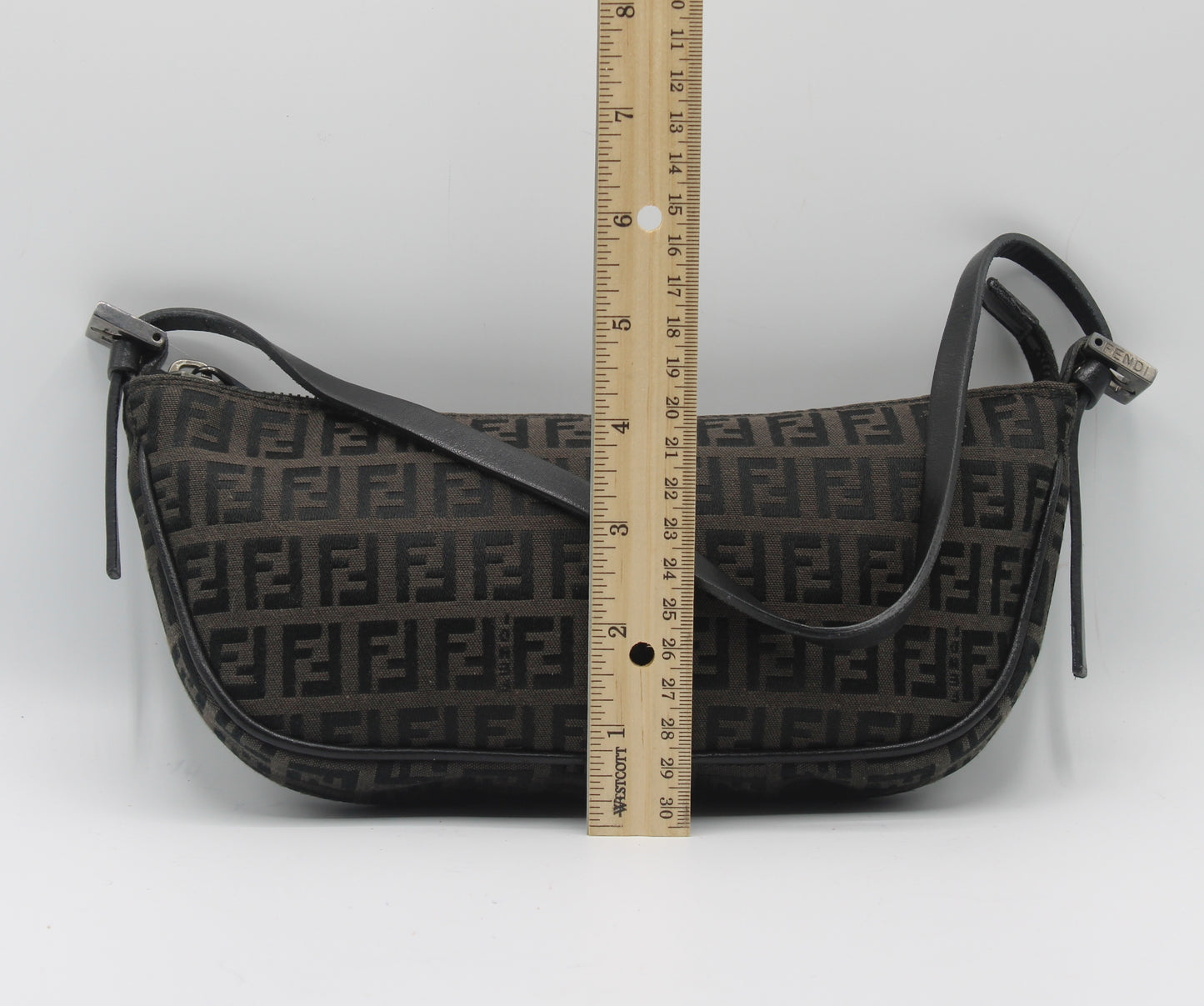 Fendi Brown Zucca Zucchino Canvas Shoulder Bag