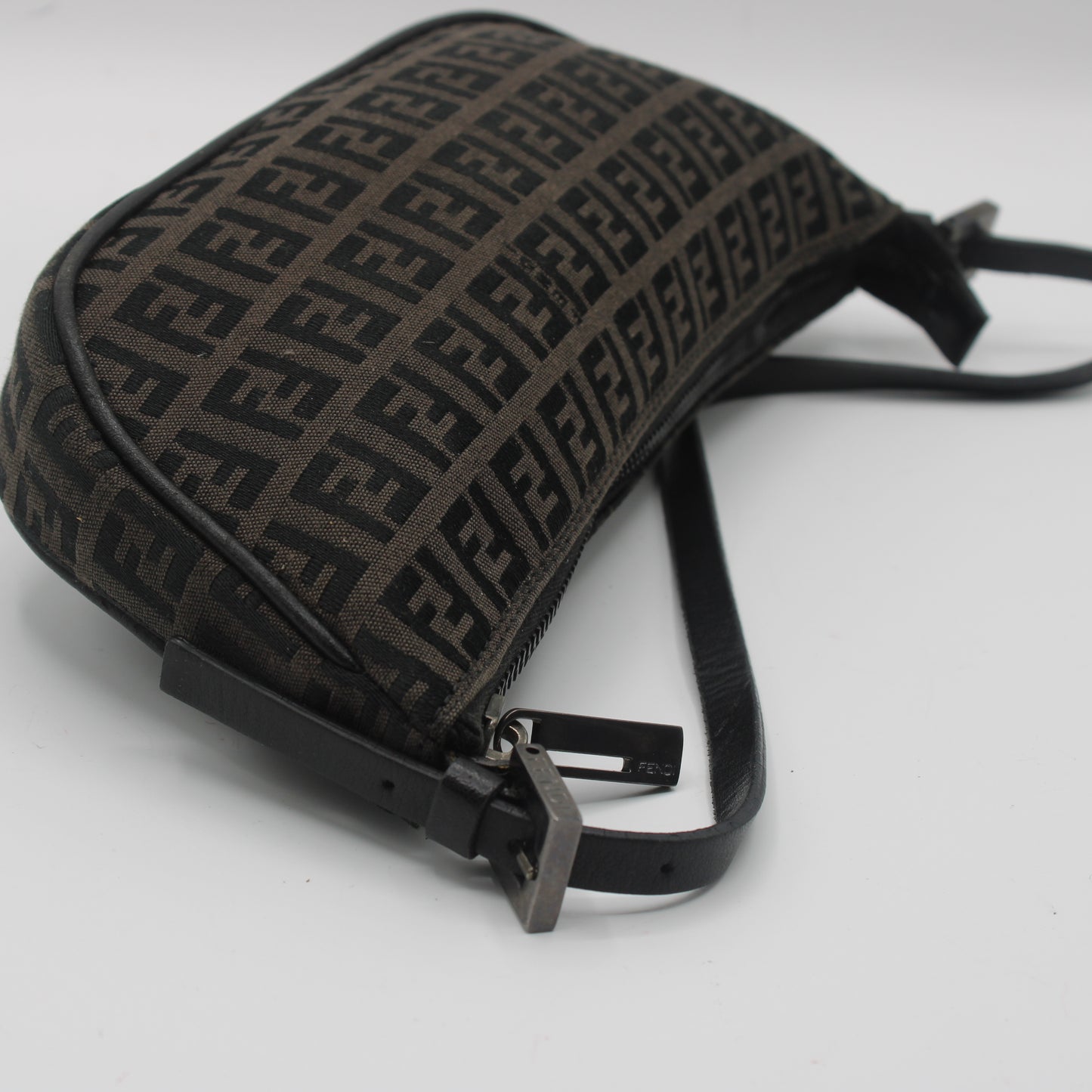 Fendi Brown Zucca Zucchino Canvas Shoulder Bag