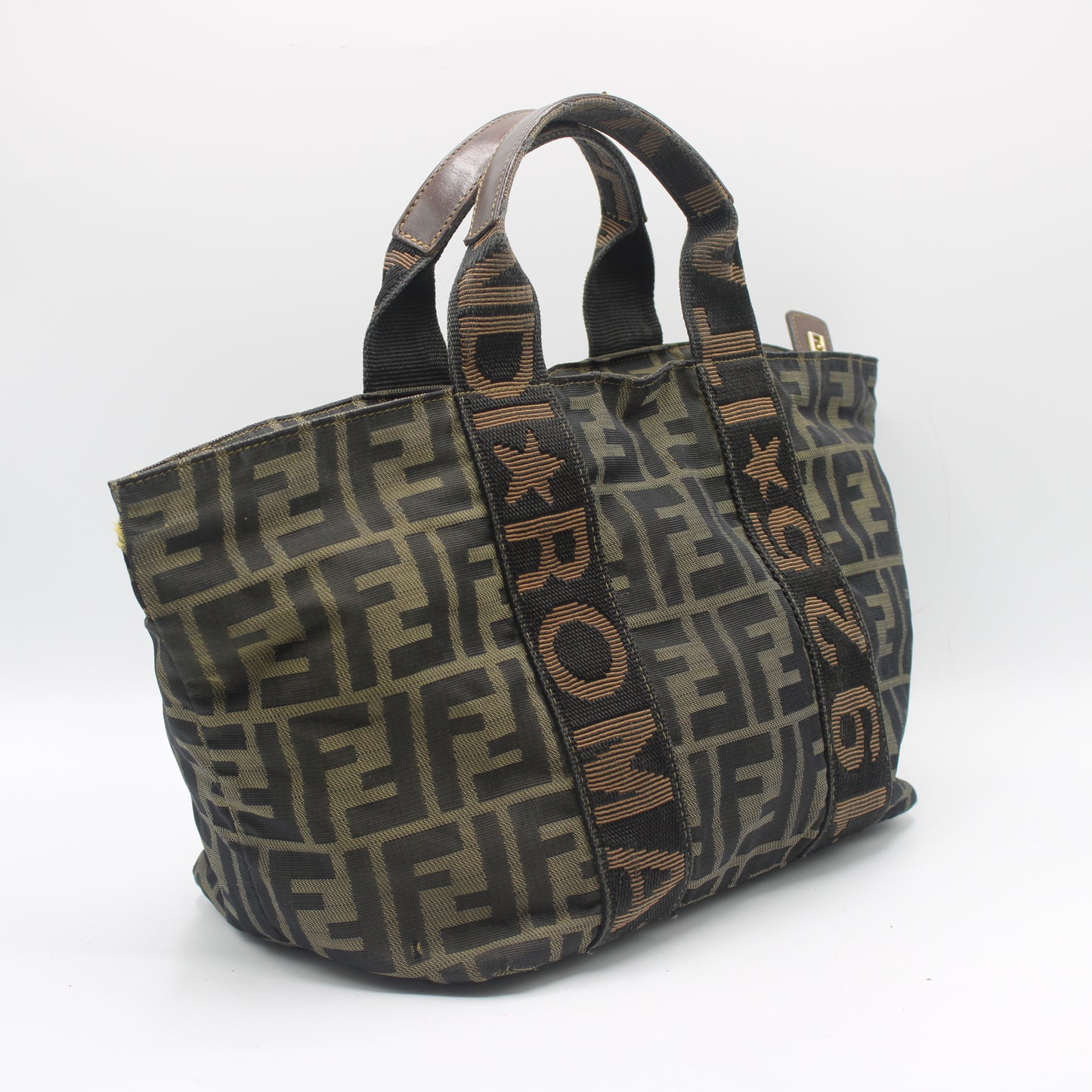 Fendi Brown Zucca Print Canvas Roma Star Handbag