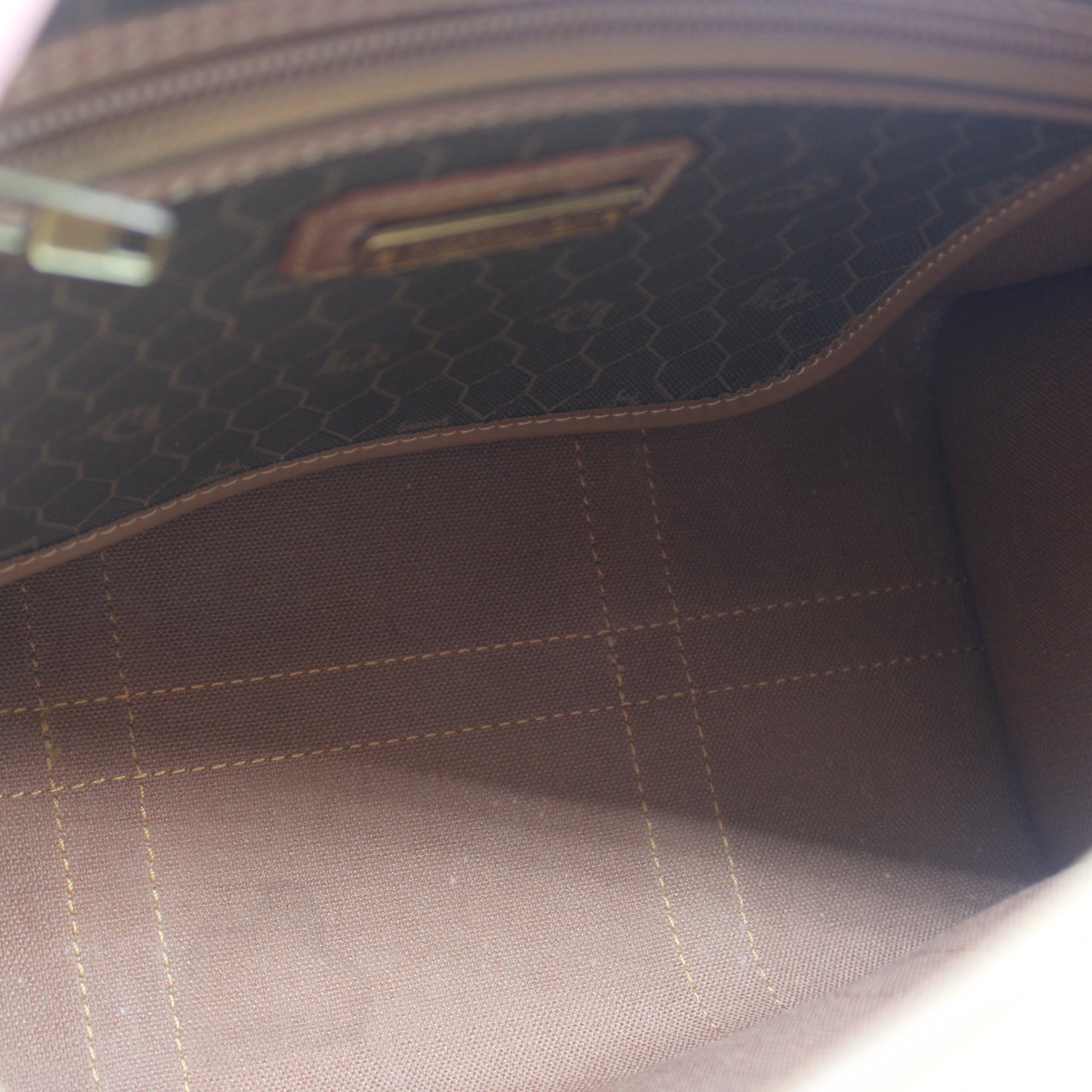 Christian Dior Brown Honeycomb Canvas Leather Boston Bag