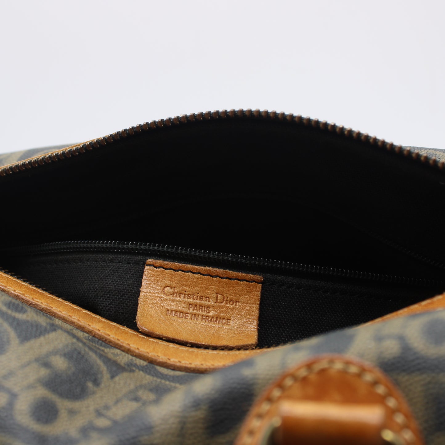Christian Dior Brown Oblique Coated Canvas Boston Bag