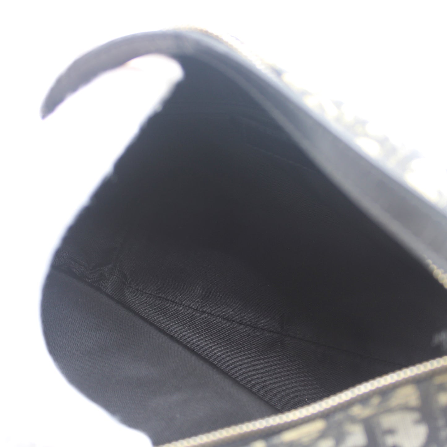 Christian Dior Black Trotter Canvas Patent Leather Handle Handbag