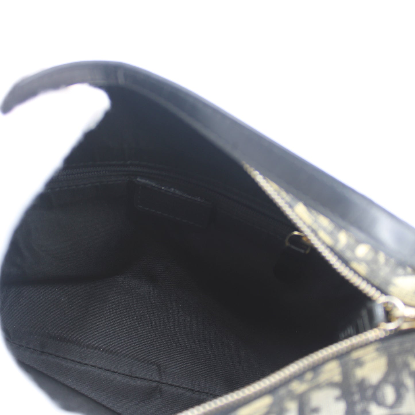 Christian Dior Black Trotter Canvas Patent Leather Handle Handbag