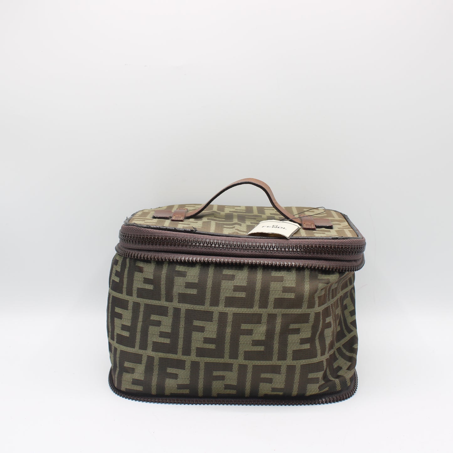 Fendi Brown Zucca Canvas Collapsible Vanity Bag