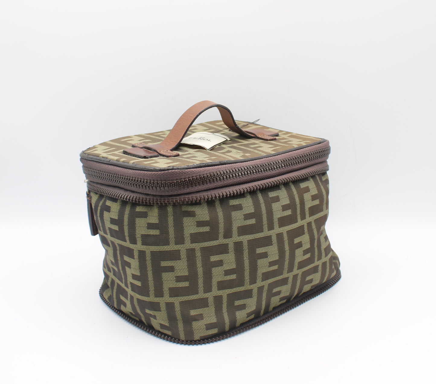 Fendi Brown Zucca Canvas Collapsible Vanity Bag