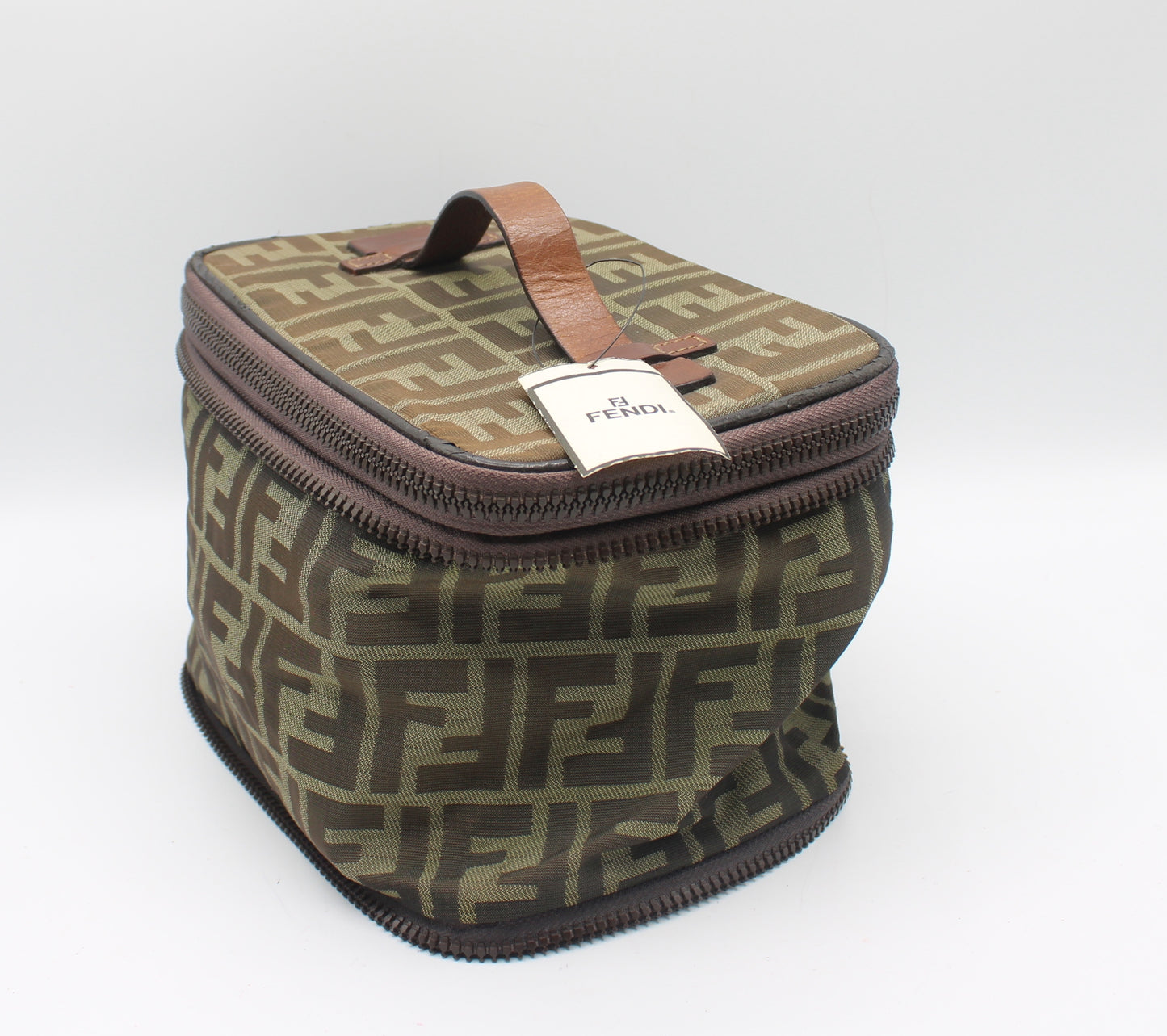 Fendi Brown Zucca Canvas Collapsible Vanity Bag