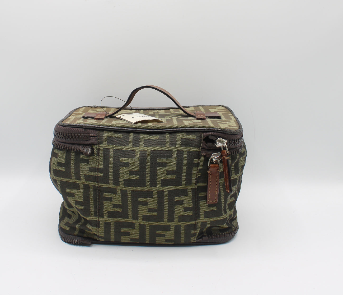 Fendi Brown Zucca Canvas Collapsible Vanity Bag