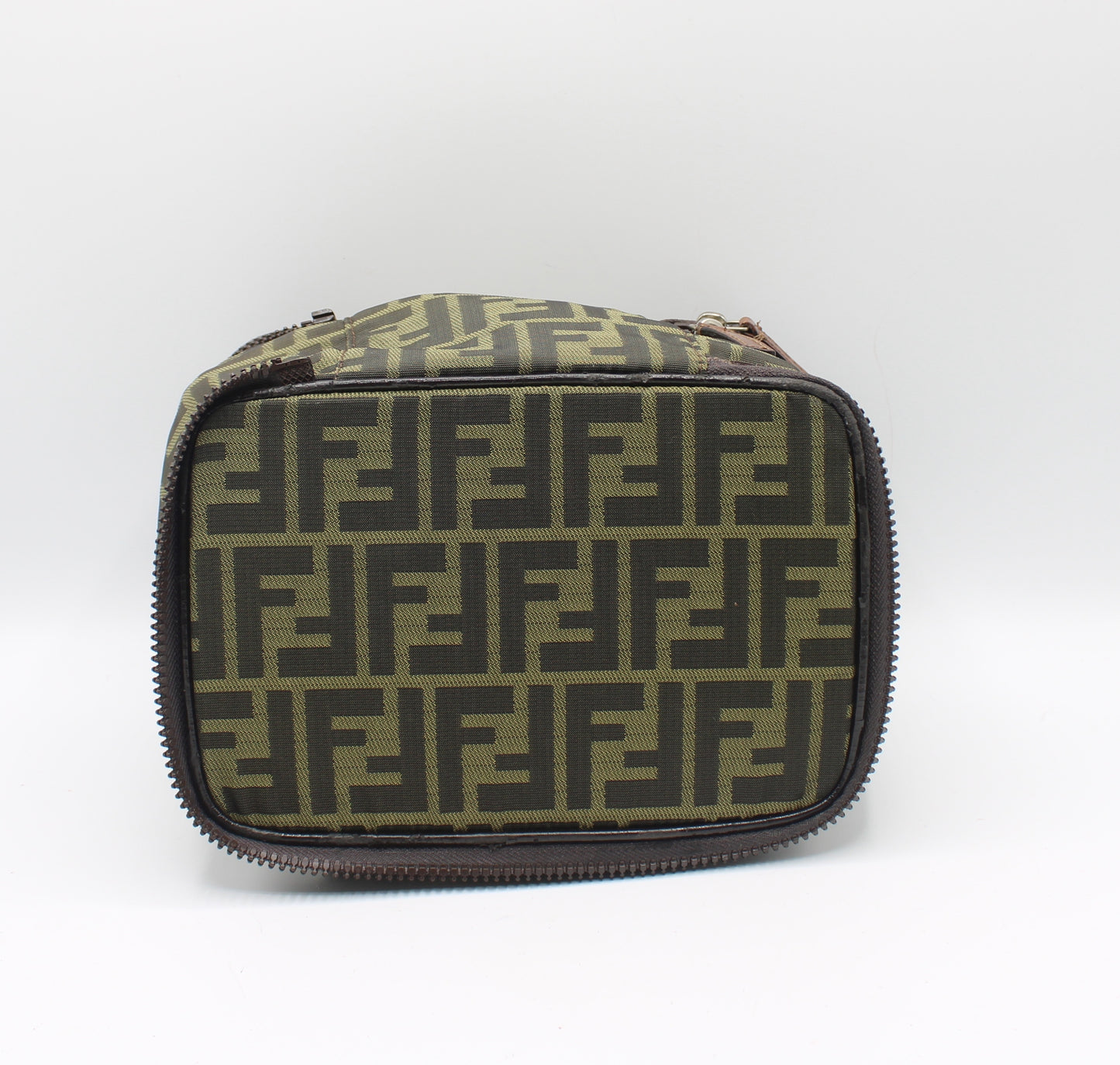 Fendi Brown Zucca Canvas Collapsible Vanity Bag