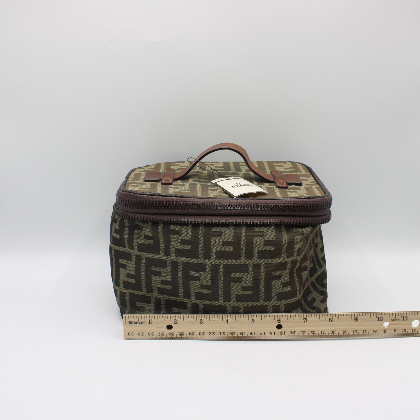 Fendi Brown Zucca Canvas Collapsible Vanity Bag