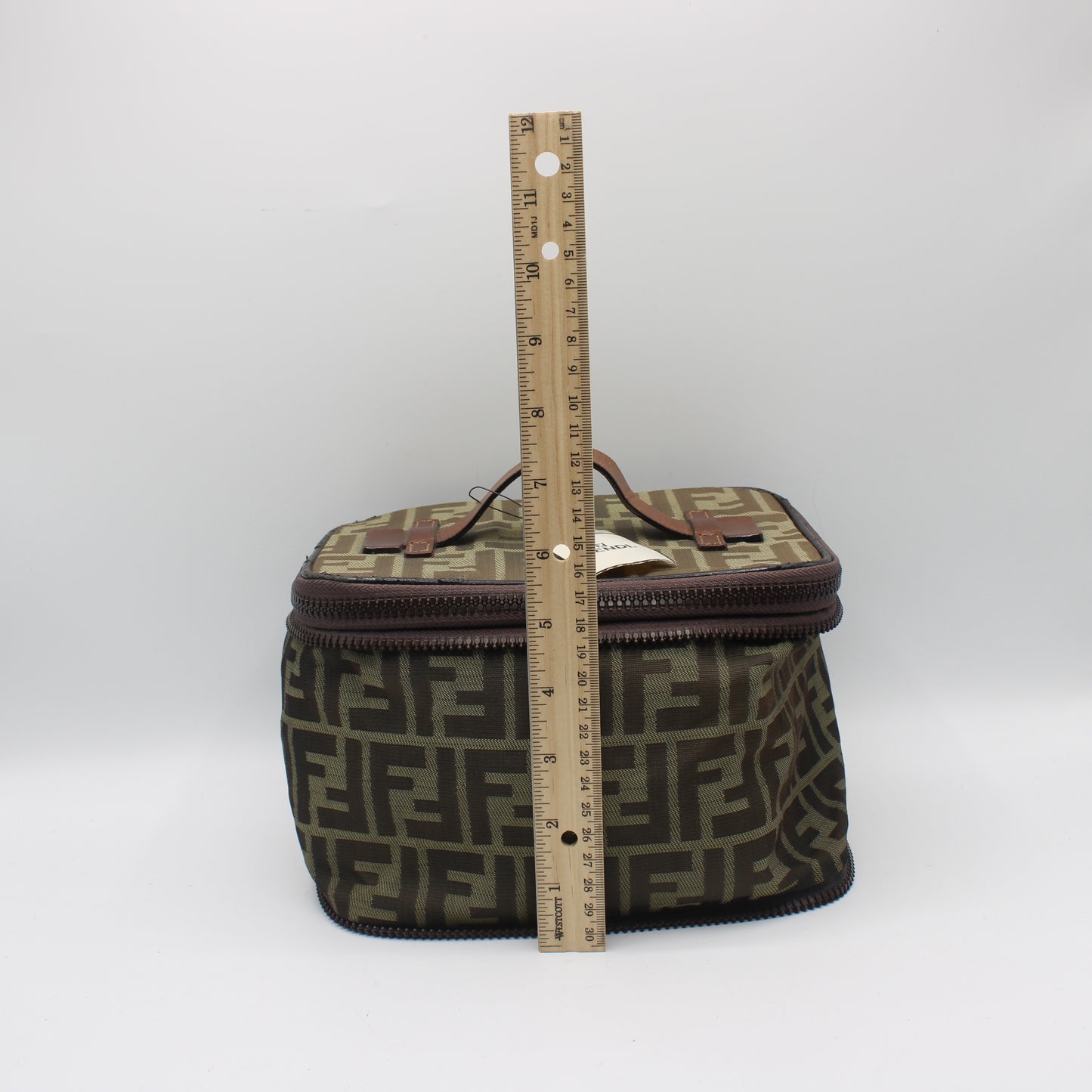Fendi Brown Zucca Canvas Collapsible Vanity Bag