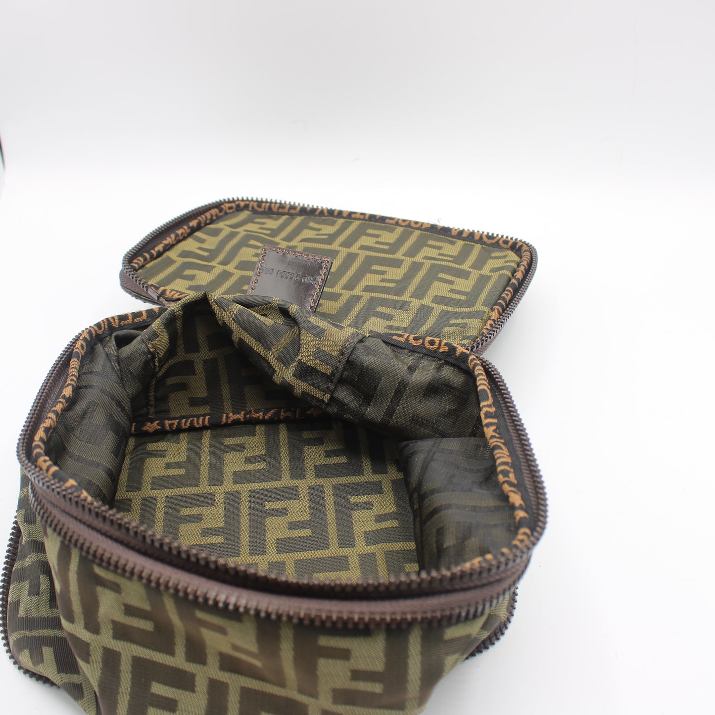 Fendi Brown Zucca Canvas Collapsible Vanity Bag