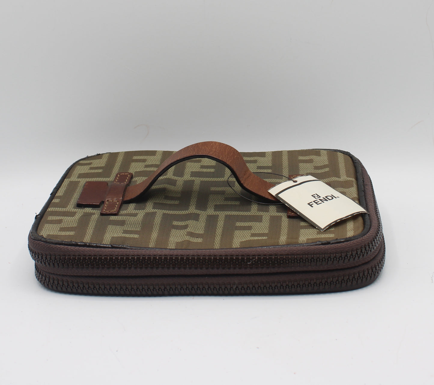 Fendi Brown Zucca Canvas Collapsible Vanity Bag