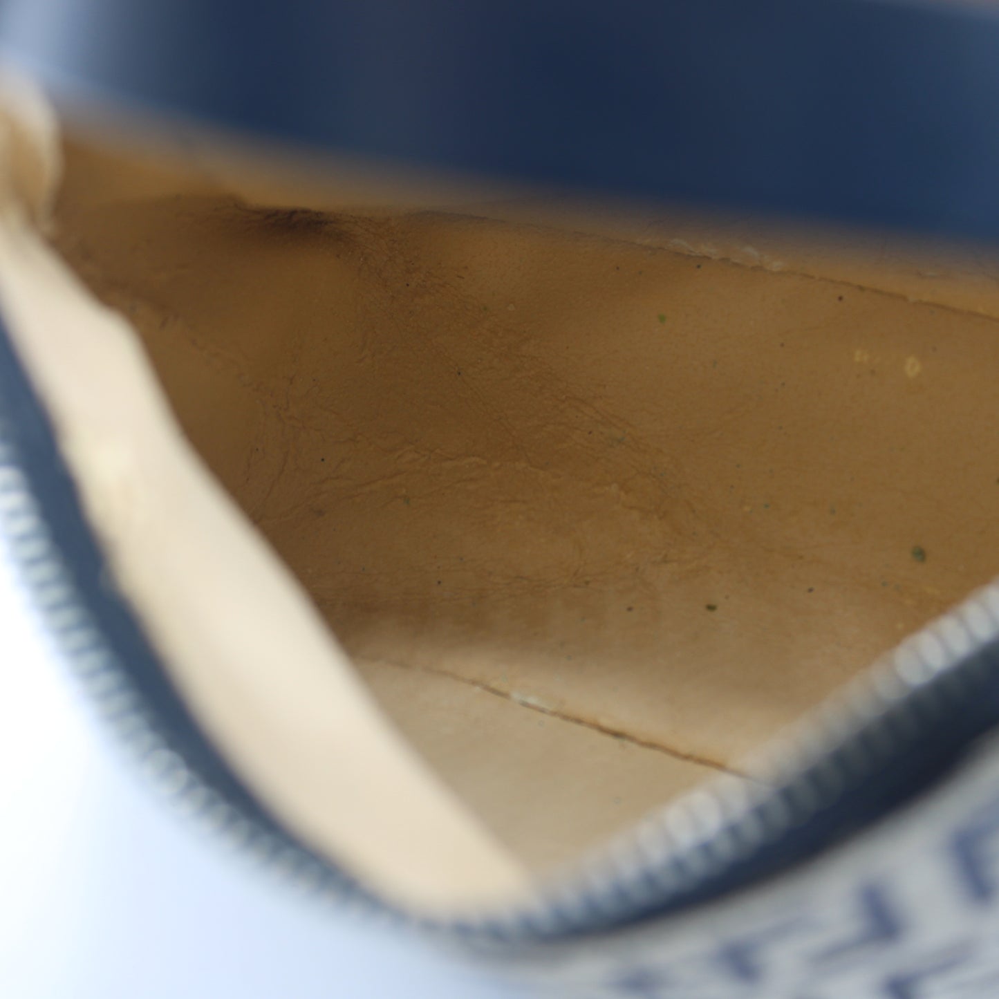 Fendi Navy Zucca Zucchino Canvas Leather Strap Pouch Bag