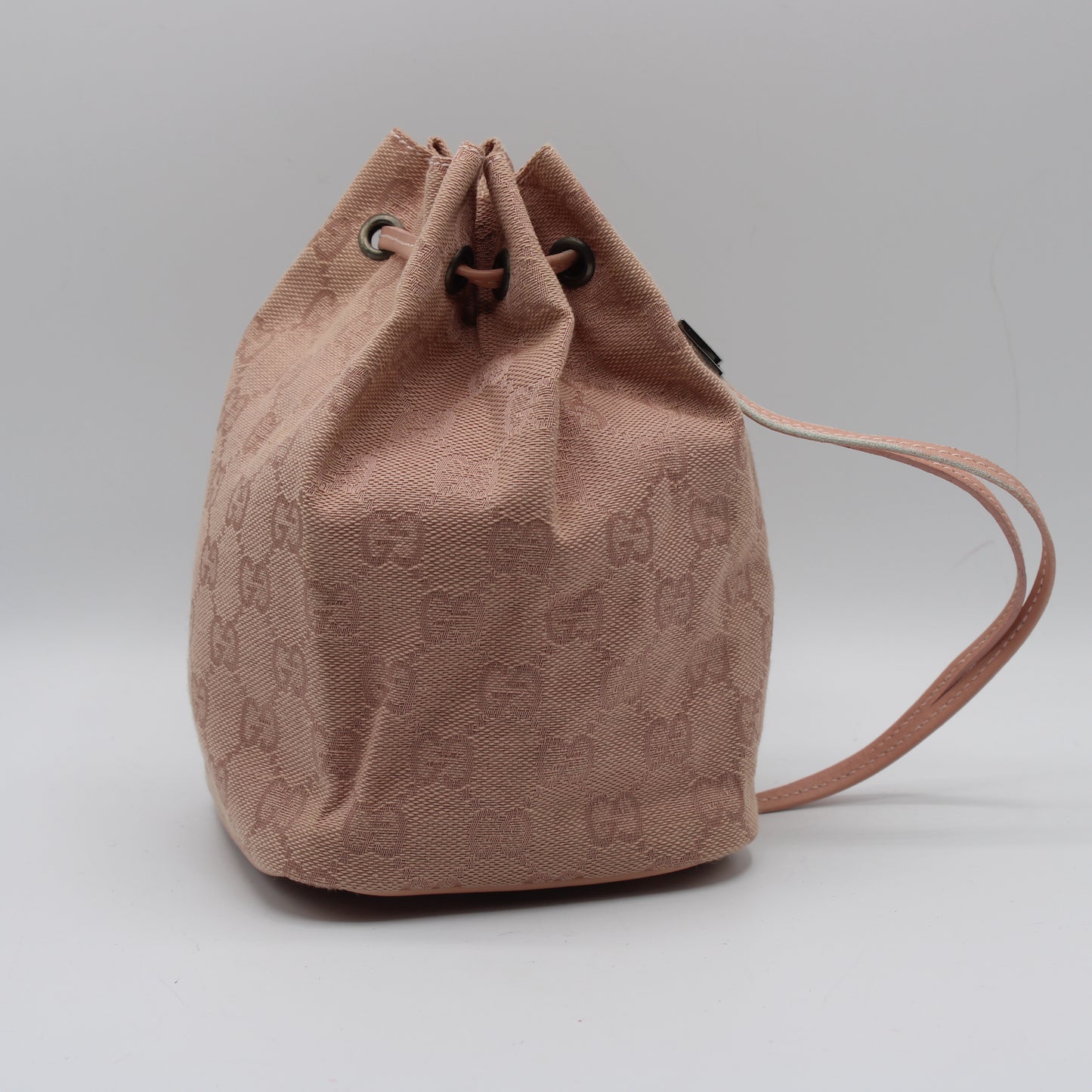 Gucci Pink GG Canvas Drawstring Bucket Mini Bag
