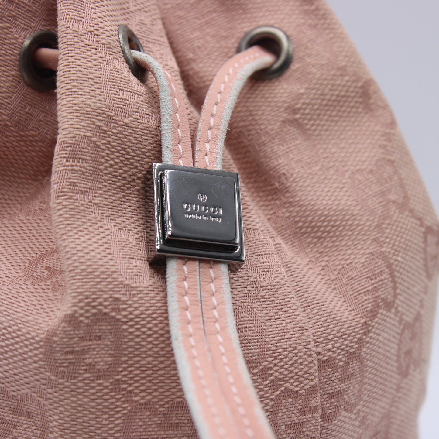 Gucci Pink GG Canvas Drawstring Bucket Mini Bag