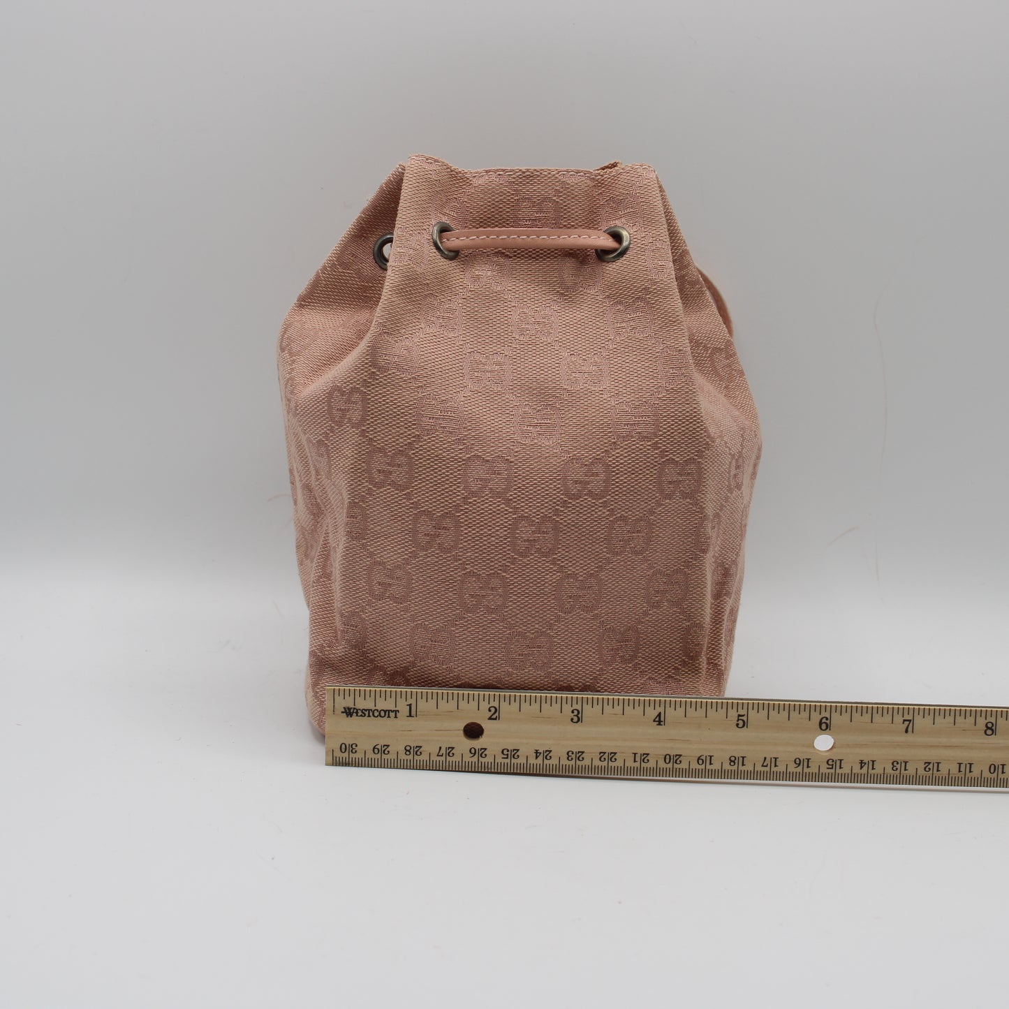 Gucci Pink GG Canvas Drawstring Bucket Mini Bag