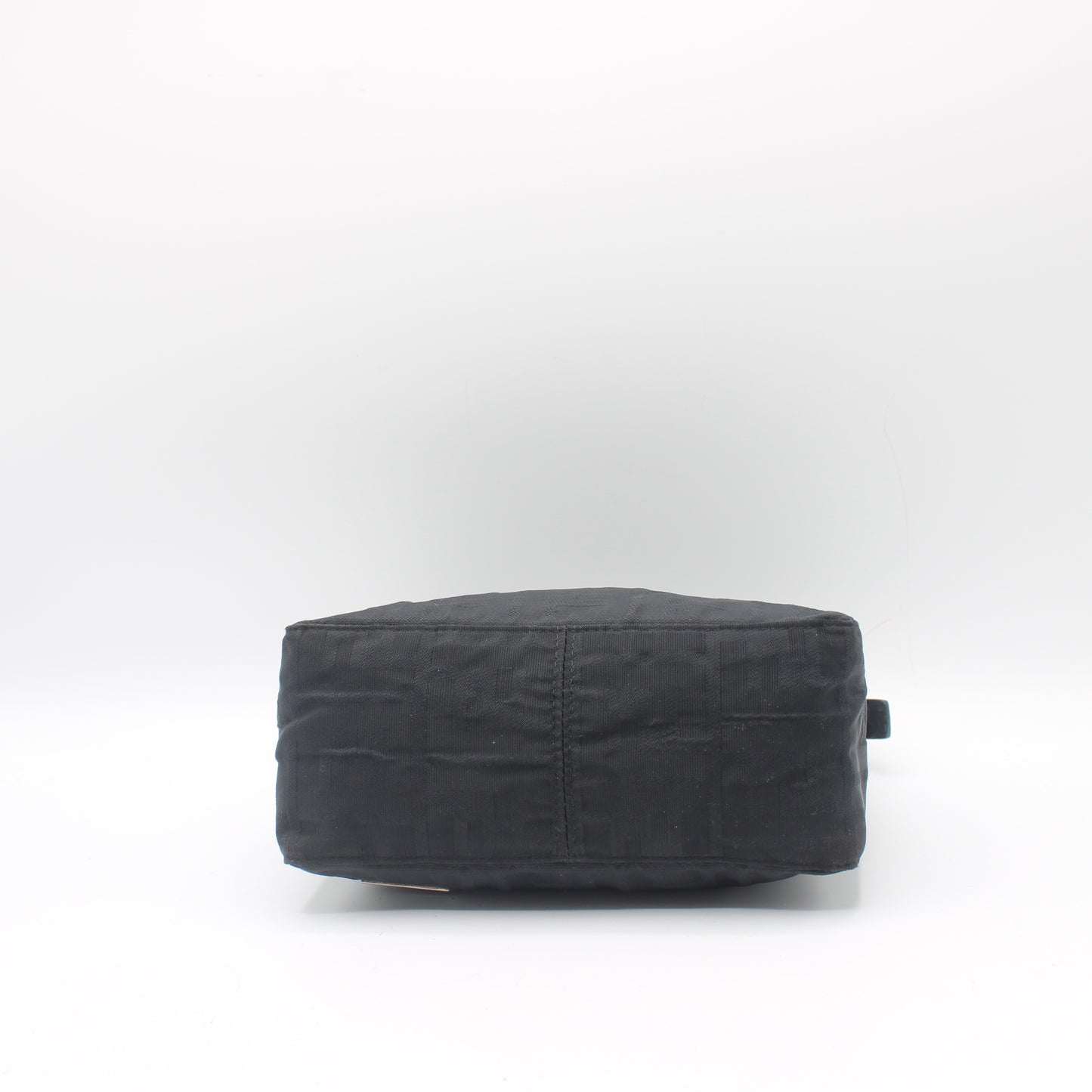 Fendi Black Zucca Canvas Leather Strap Mini Hand Bag