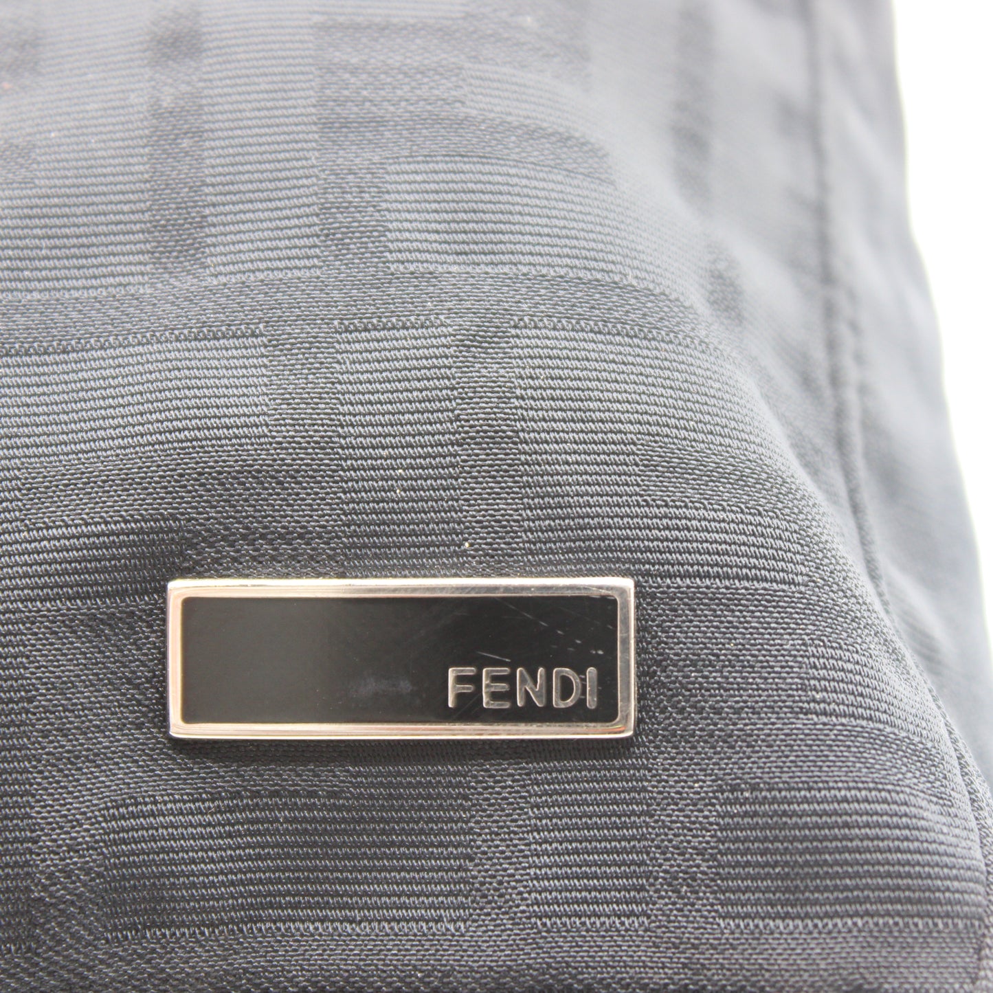 Fendi Black Zucca Canvas Leather Strap Mini Hand Bag