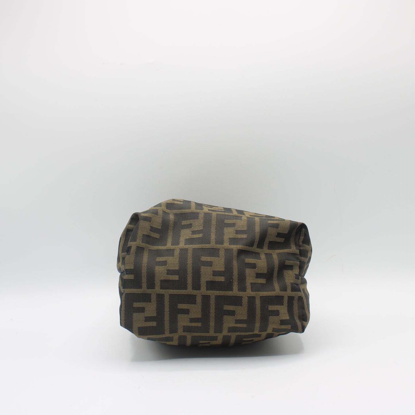 Fendi Brown Zucca Canvas Pouch Handbag With Leather Handle