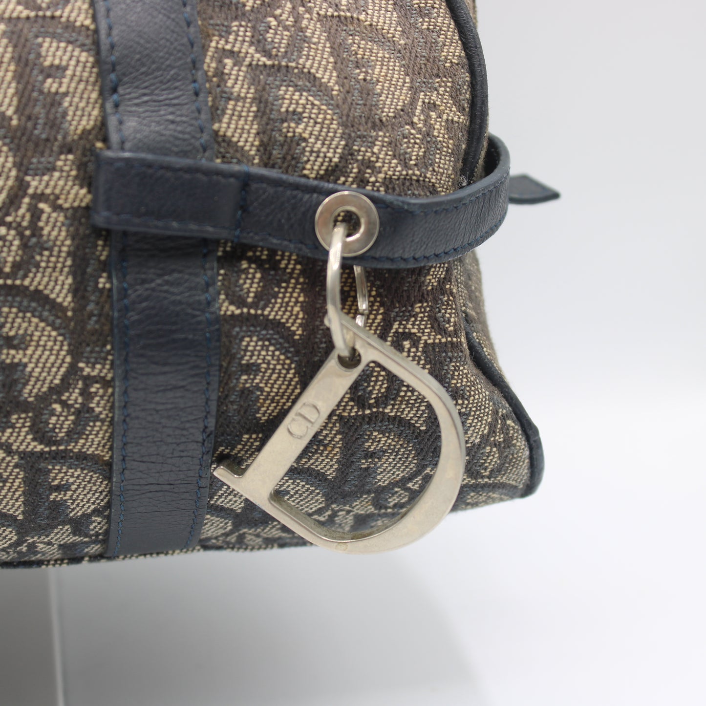 Christian Dior Trotter Canvas And Leather Navy Hand Bag