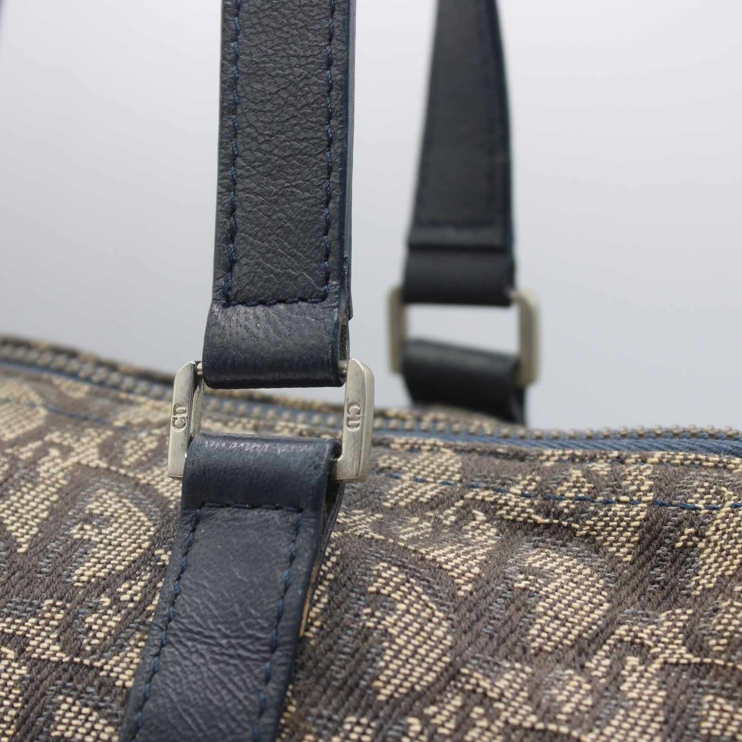 Christian Dior Trotter Canvas And Leather Navy Hand Bag