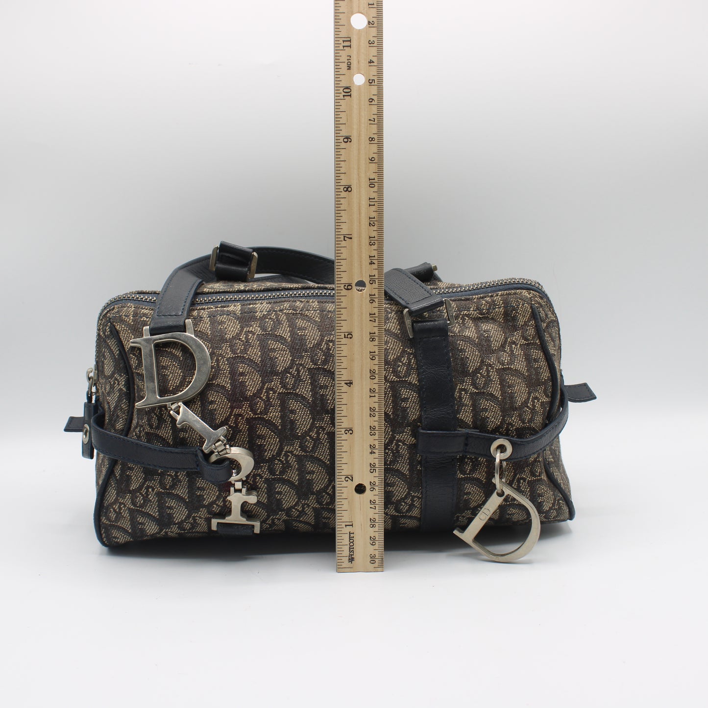 Christian Dior Trotter Canvas And Leather Navy Hand Bag