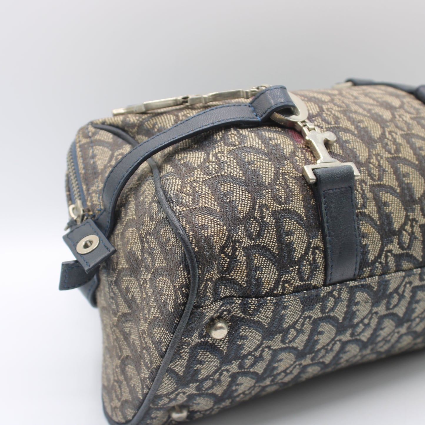 Christian Dior Trotter Canvas And Leather Navy Hand Bag