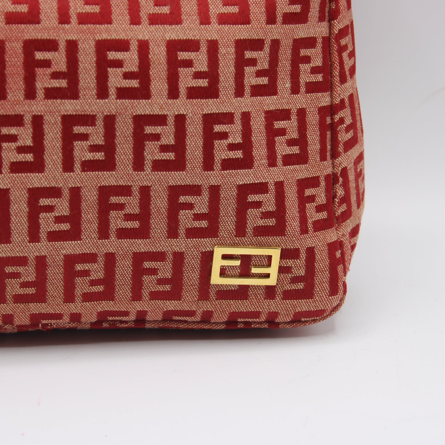 Fendi Red Canvas Zucca Monogram Mini Pouch Handbag