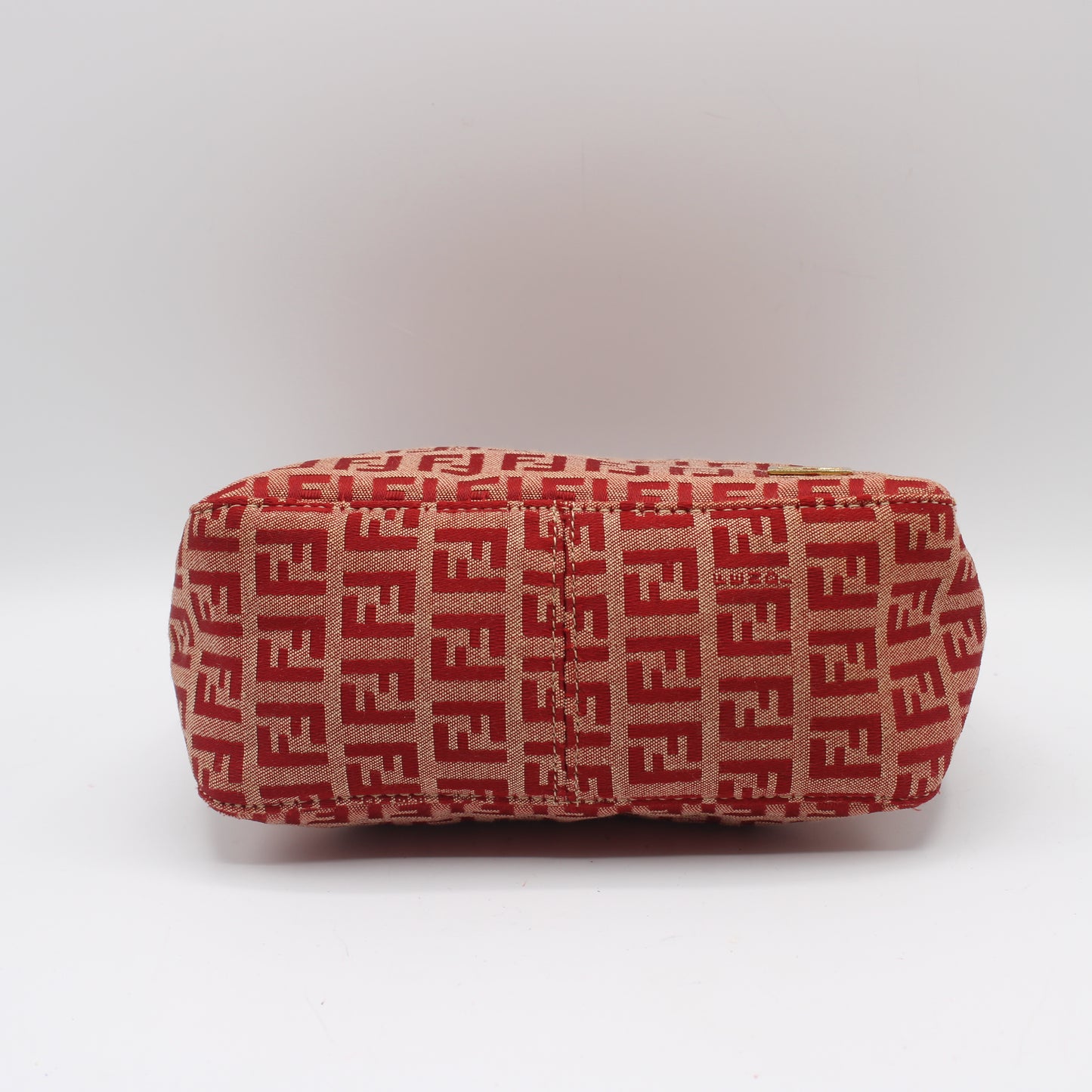 Fendi Red Canvas Zucca Monogram Mini Pouch Handbag