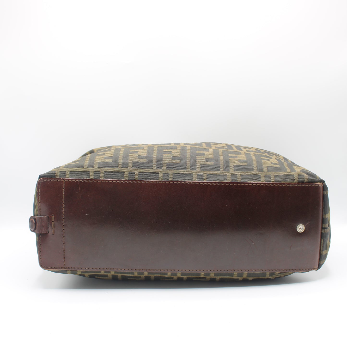 Fendi Brown Zucca Canvas Leather Trim Tote Bag