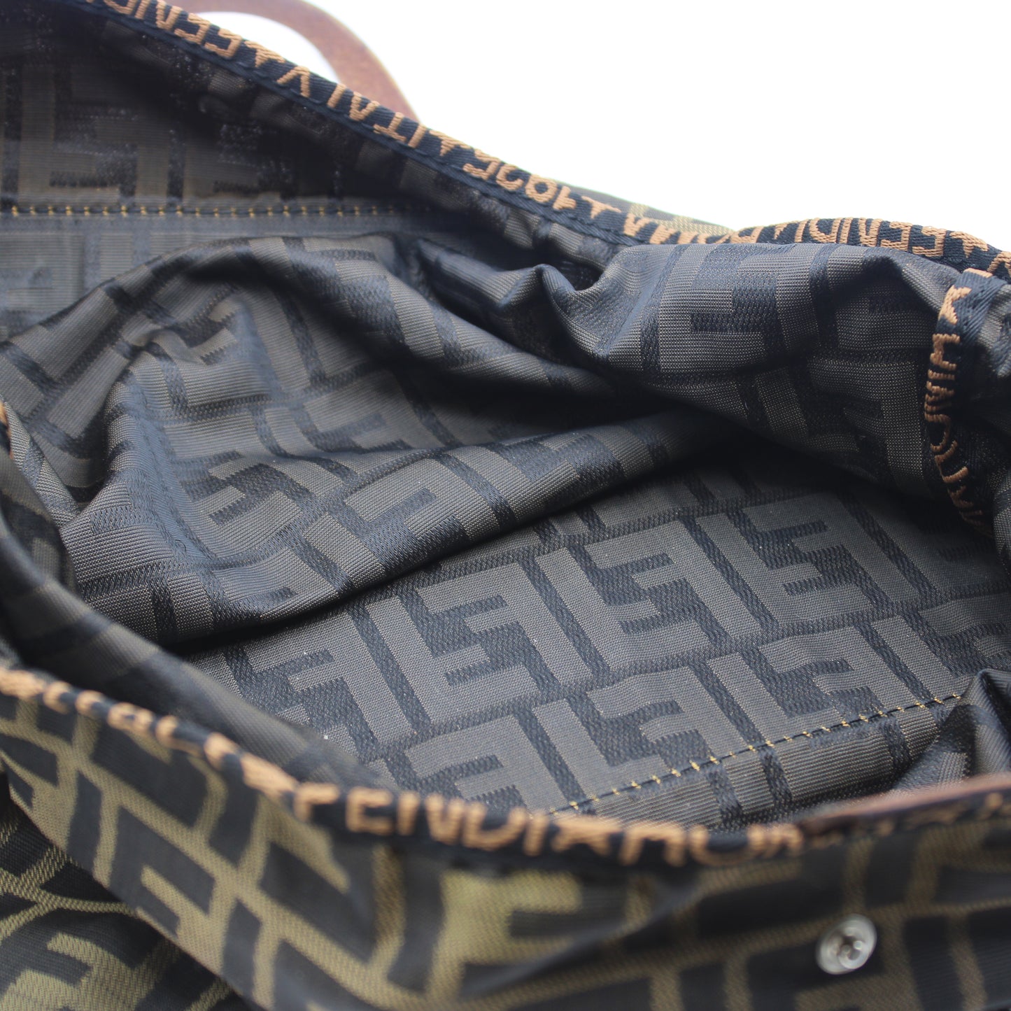 Fendi Brown Zucca Canvas Leather Trim Tote Bag