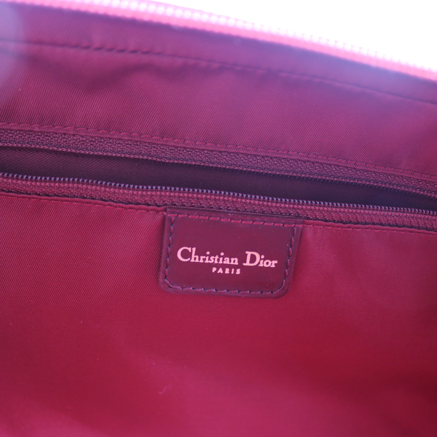 Christian Dior Red Leather Structured Hand Bag Gold Logo