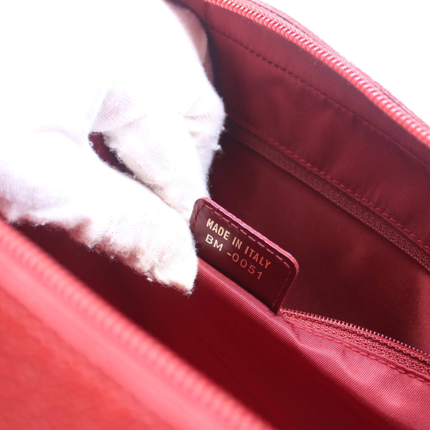 Christian Dior Red Leather Structured Hand Bag Gold Logo