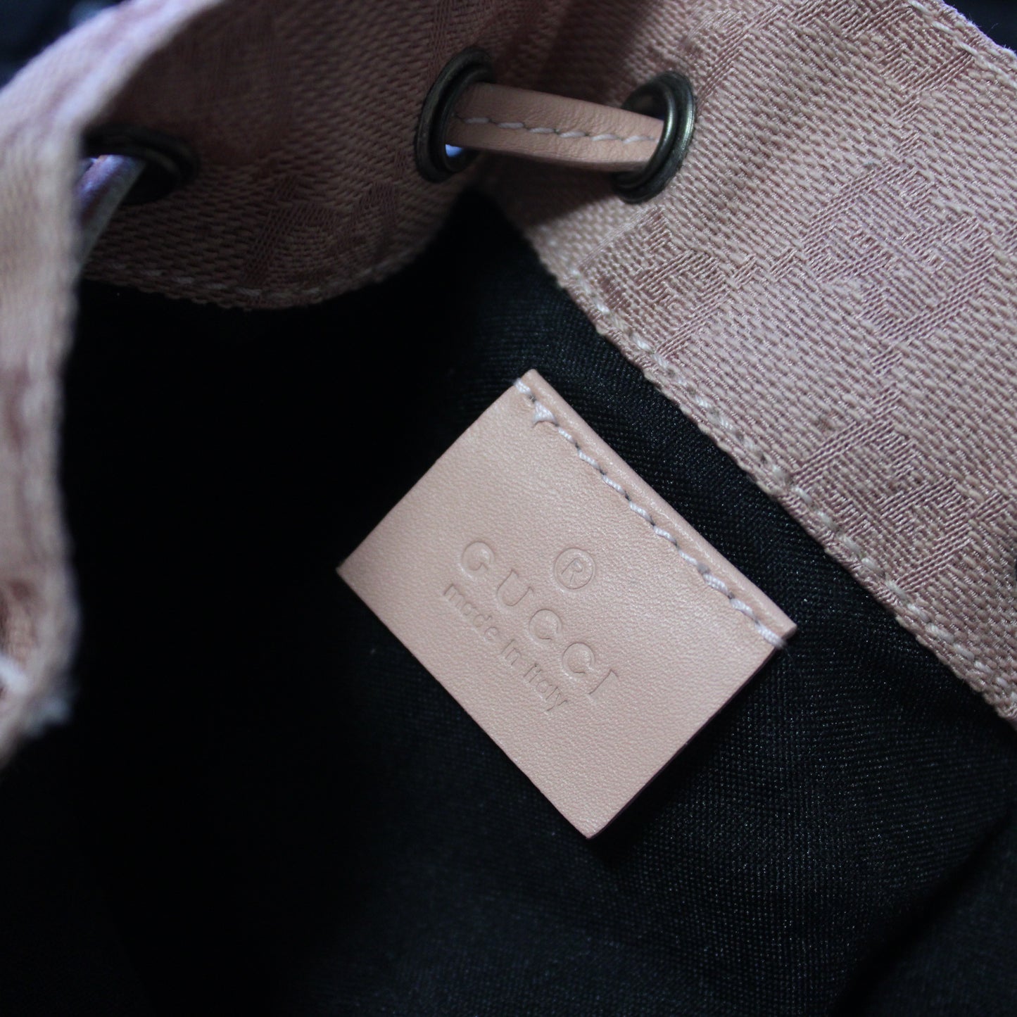 Gucci Pink GG Canvas Drawstring Bucket Mini Bag