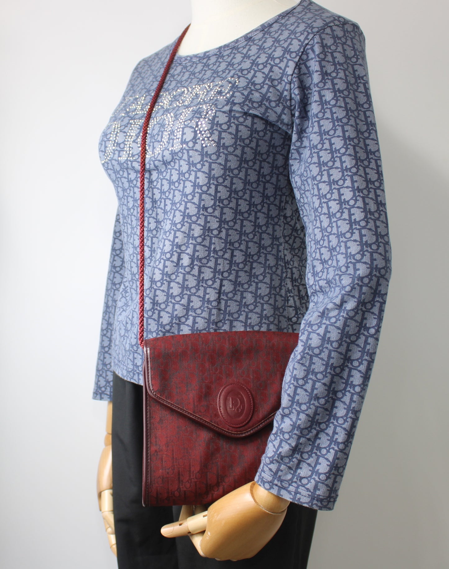 Christian Dior Burgundy Trotter Crossbody Bag Cloth Strap