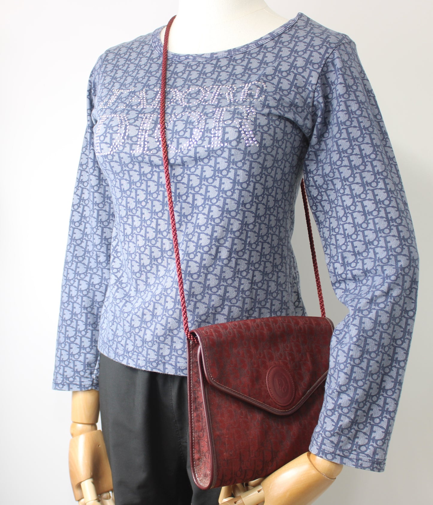 Christian Dior Burgundy Trotter Crossbody Bag Cloth Strap