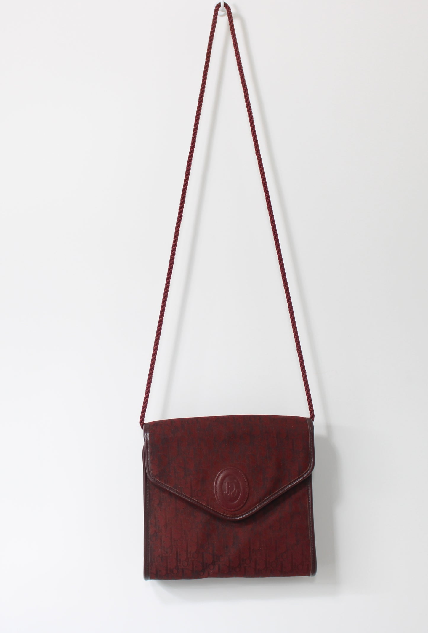 Christian Dior Burgundy Trotter Crossbody Bag Cloth Strap