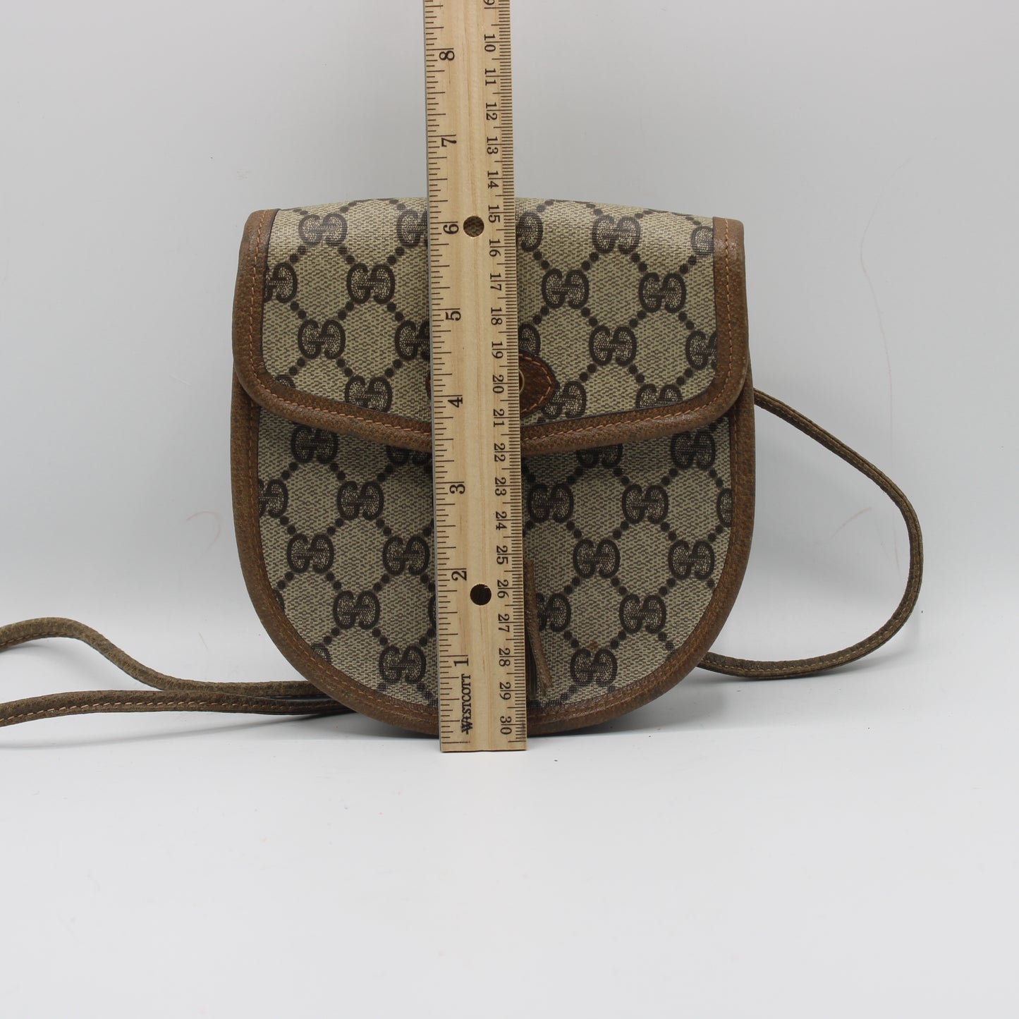 Gucci Beige Brown Monogram Mini Crossbody Bag With Tassel