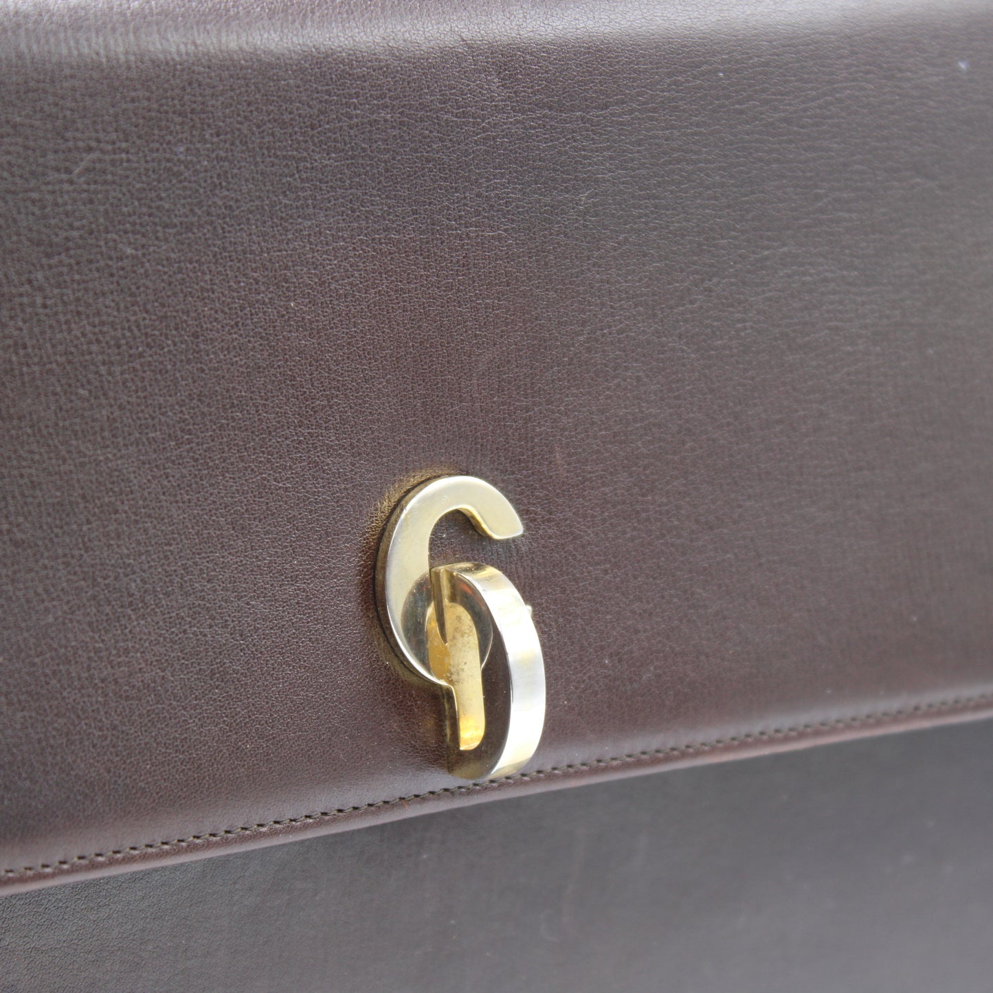 Christian Dior Brown Leather Flap Shoulder Bag With Gold Clasp Closure