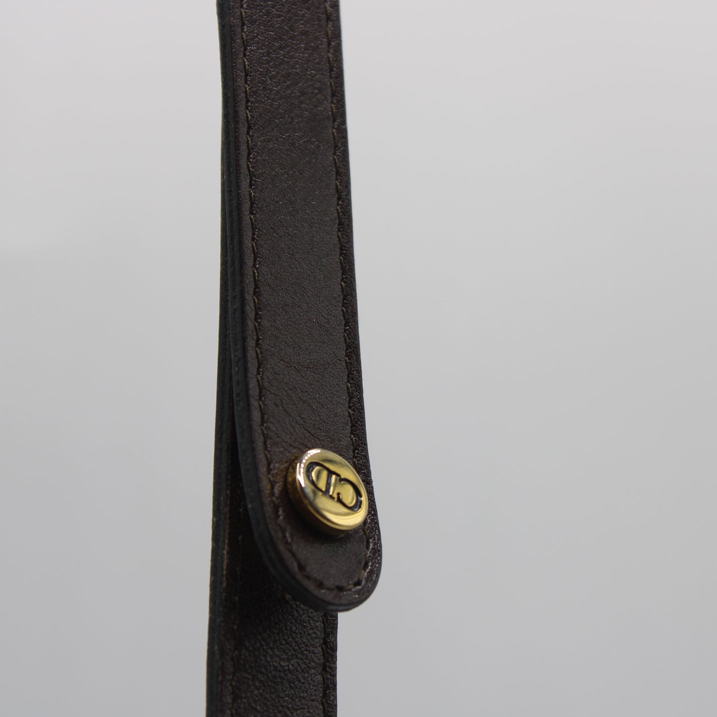 Christian Dior Brown Leather Flap Shoulder Bag With Gold Clasp Closure