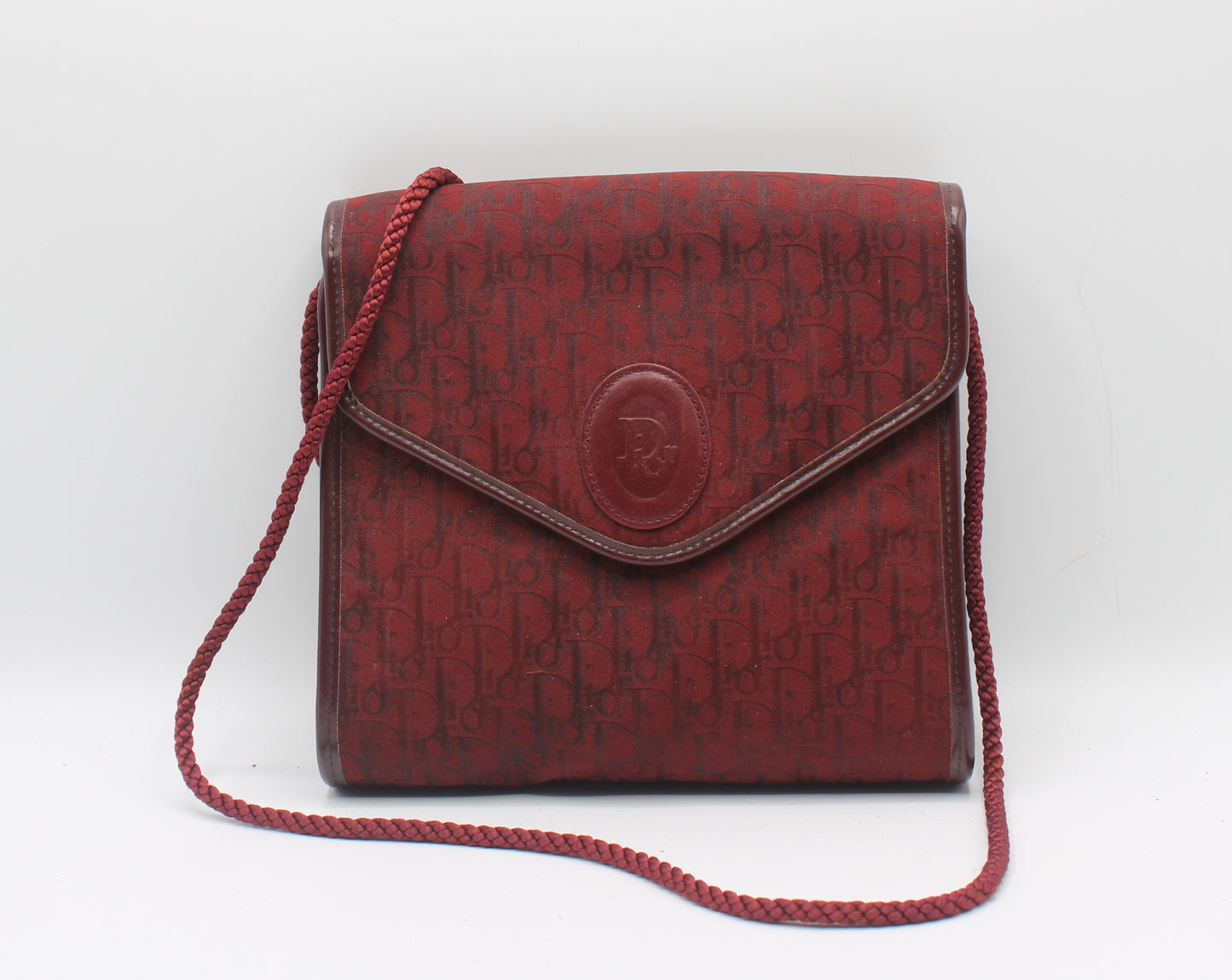 Christian Dior Burgundy Trotter Crossbody Bag Cloth Strap