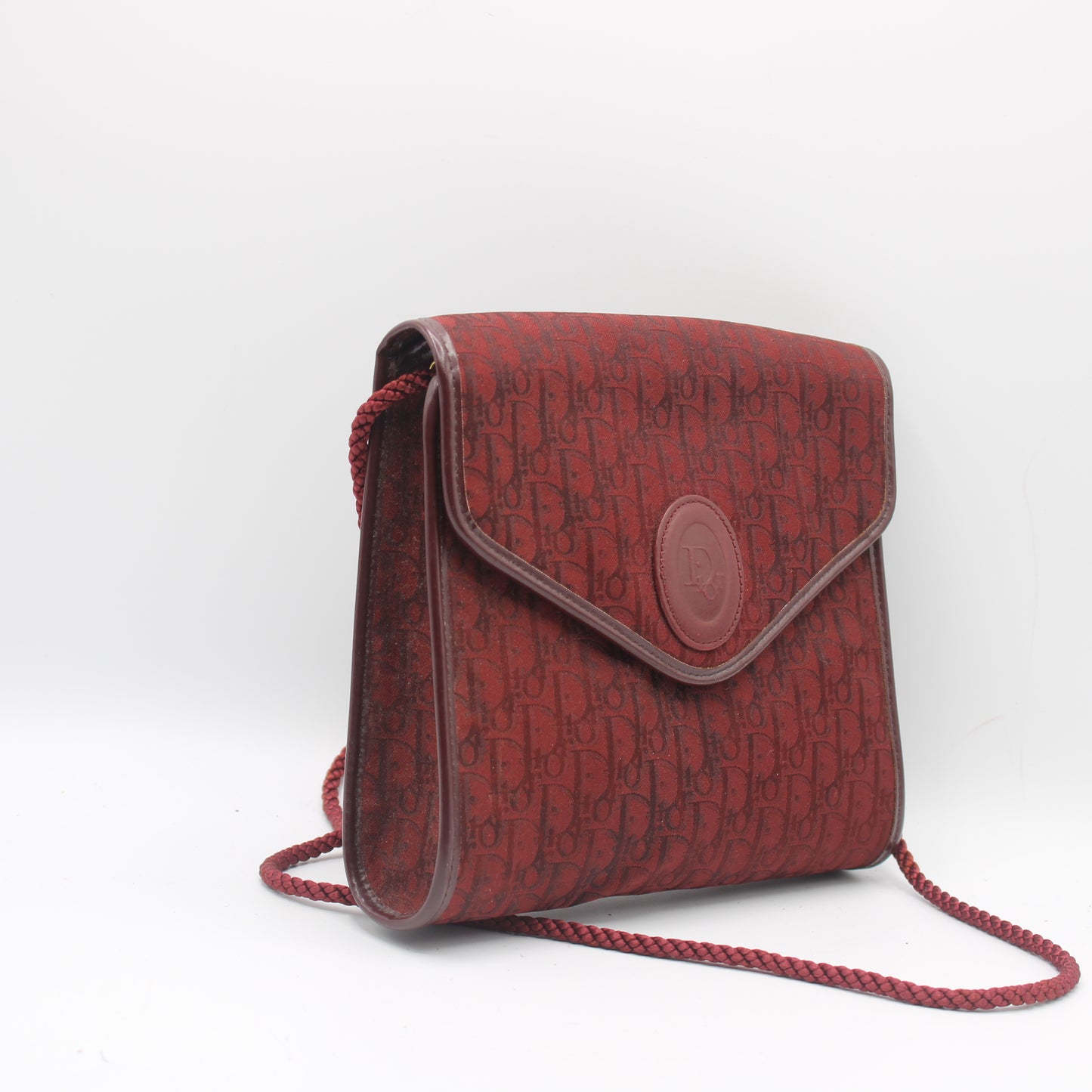 Christian Dior Burgundy Trotter Crossbody Bag Cloth Strap