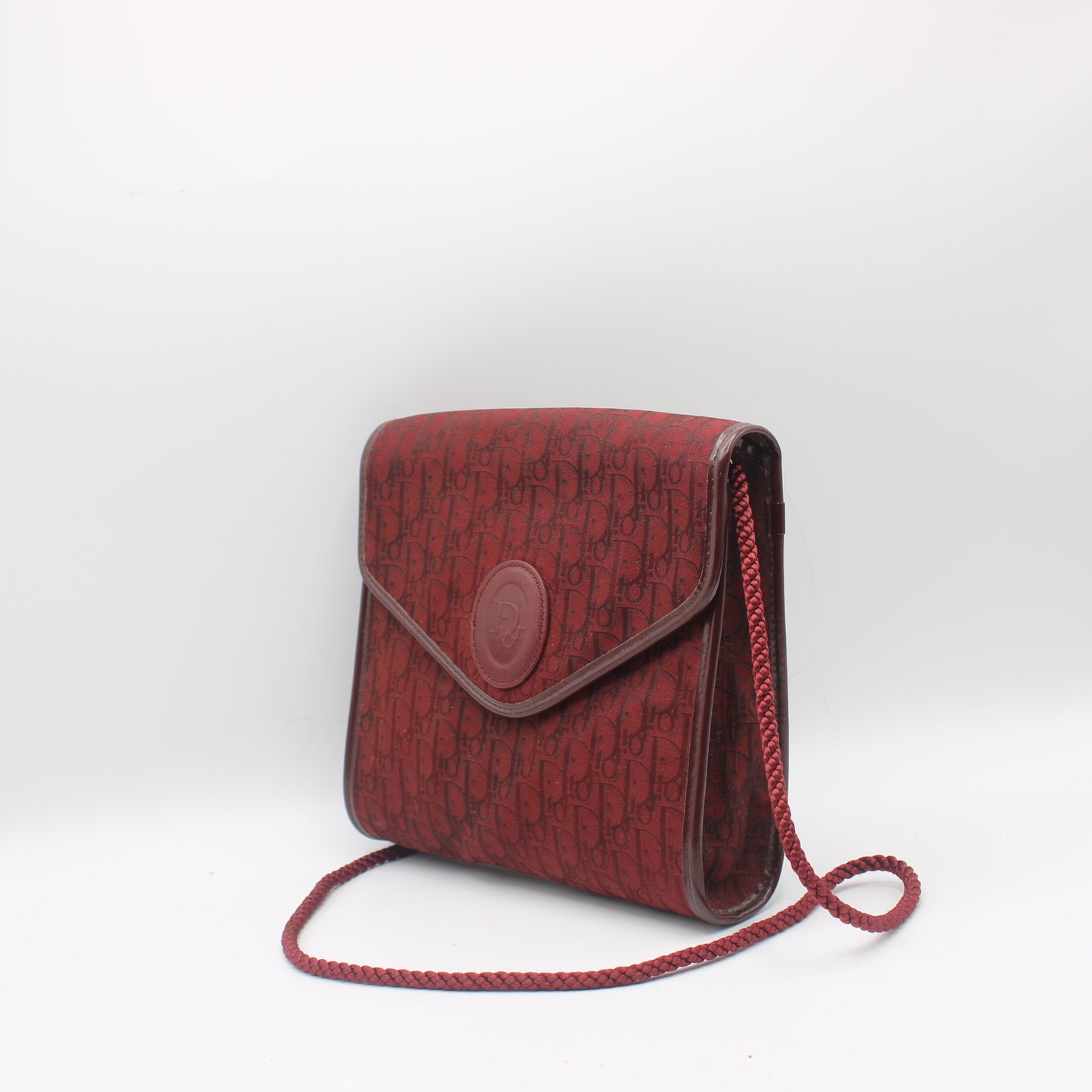 Christian Dior Burgundy Trotter Crossbody Bag Cloth Strap