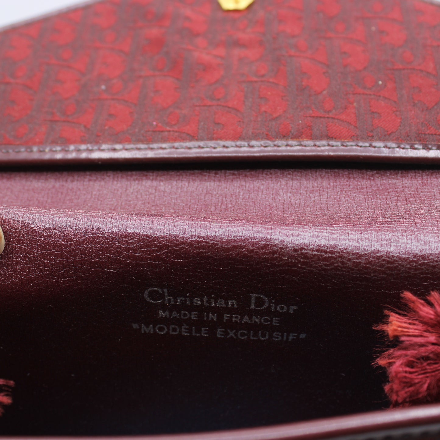 Christian Dior Burgundy Trotter Crossbody Bag Cloth Strap